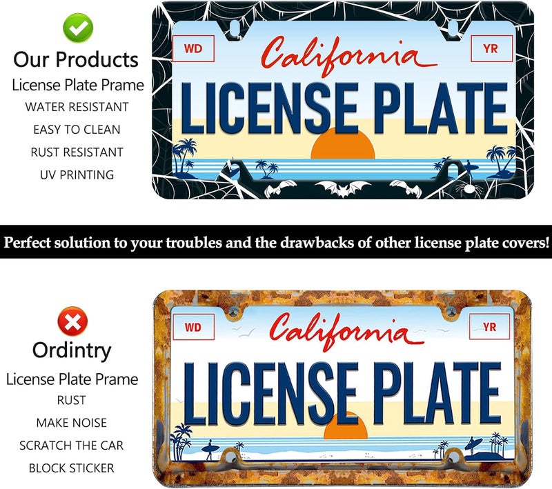LIN KANG 2PCS Bat License Plate Frames Spider Web Goth Gothic Aluminum Metal License Plate Holder Covers Rust-Proof Waterproof Car Decorative Tag Frames for Standard US 12x6 Inch - Image 4